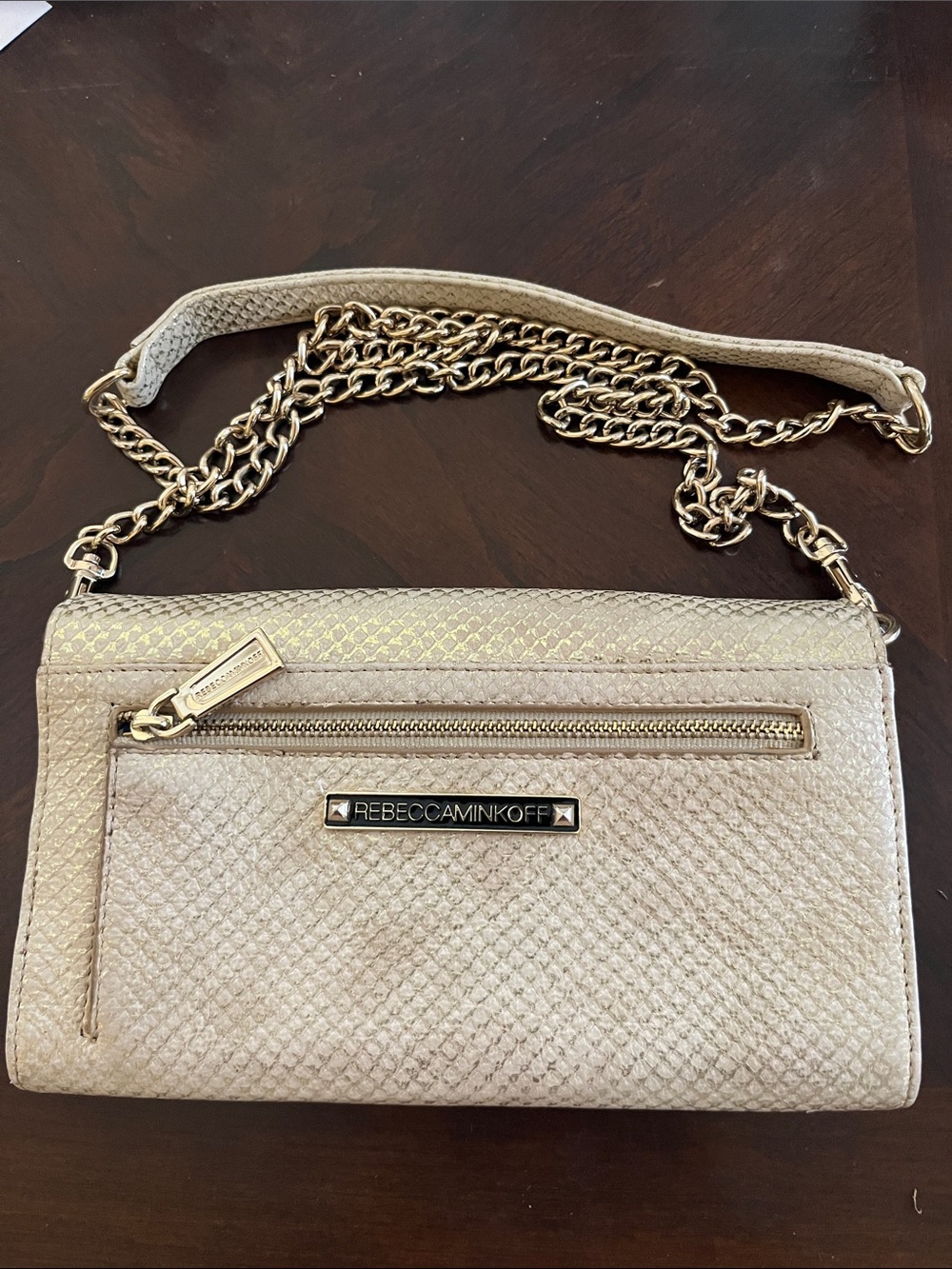 Rebecca Minkoff Metallic Gold Beige Envelope Crossbody - Picture 2 of 5